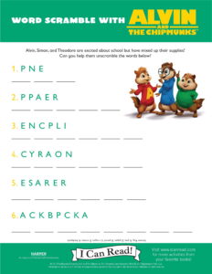 Word Scramble with Alvin and the Chipmunks