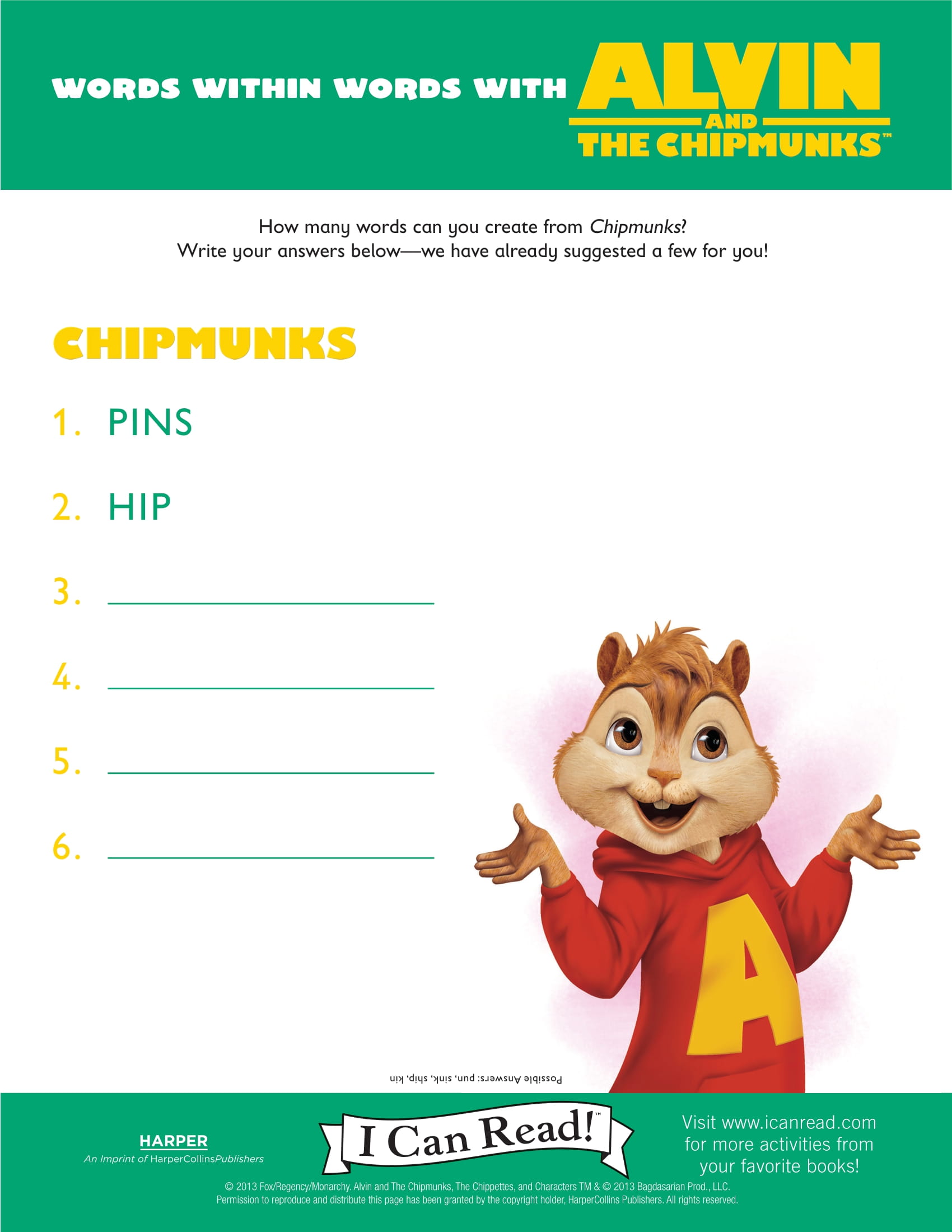 Words within Words with Alvin and the Chipmunks