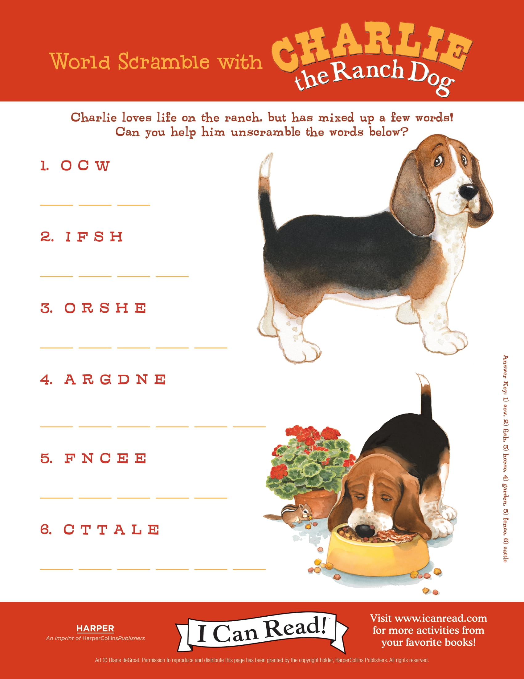 Word Scramble with Charlie the Ranch Dog
