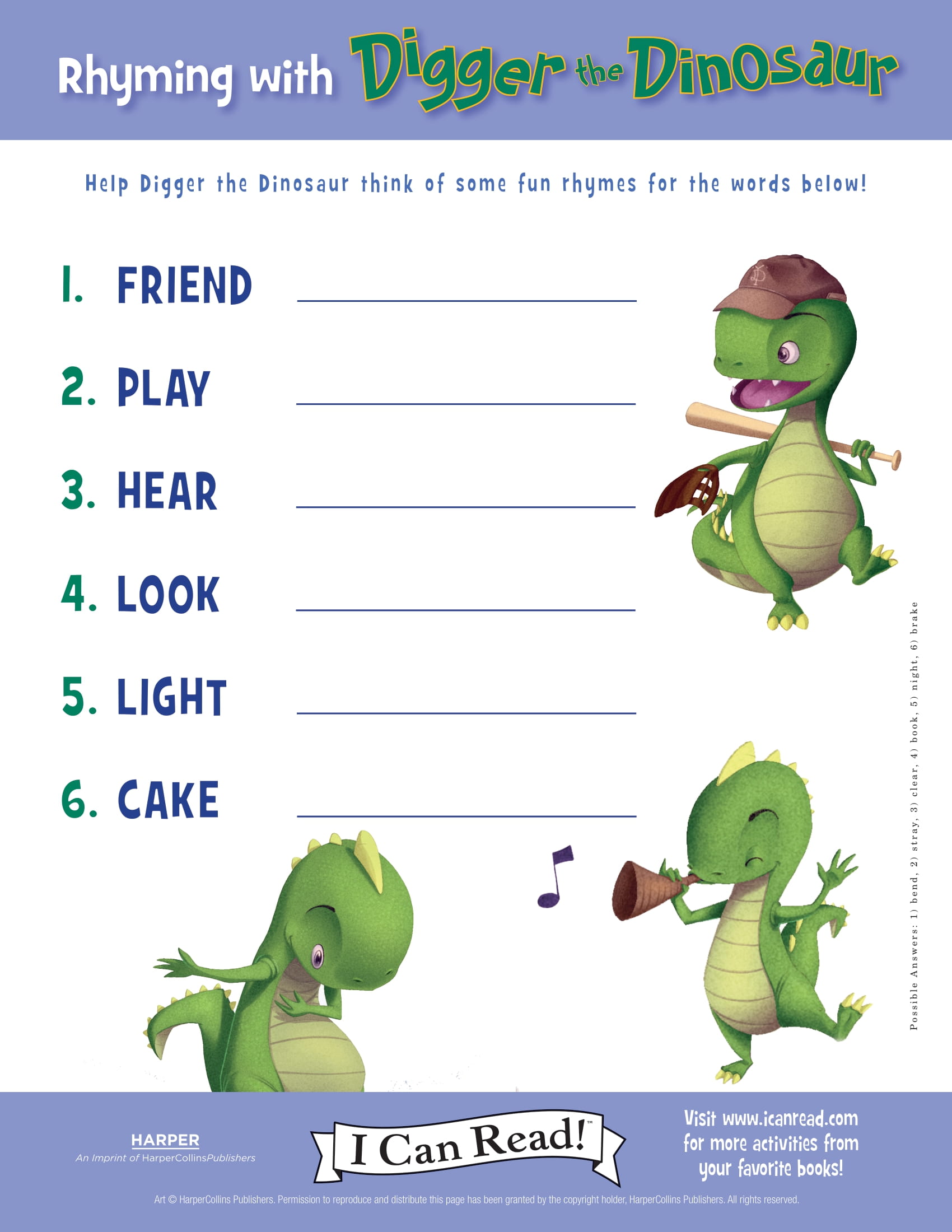 Rhyming with Digger the Dinosaur
