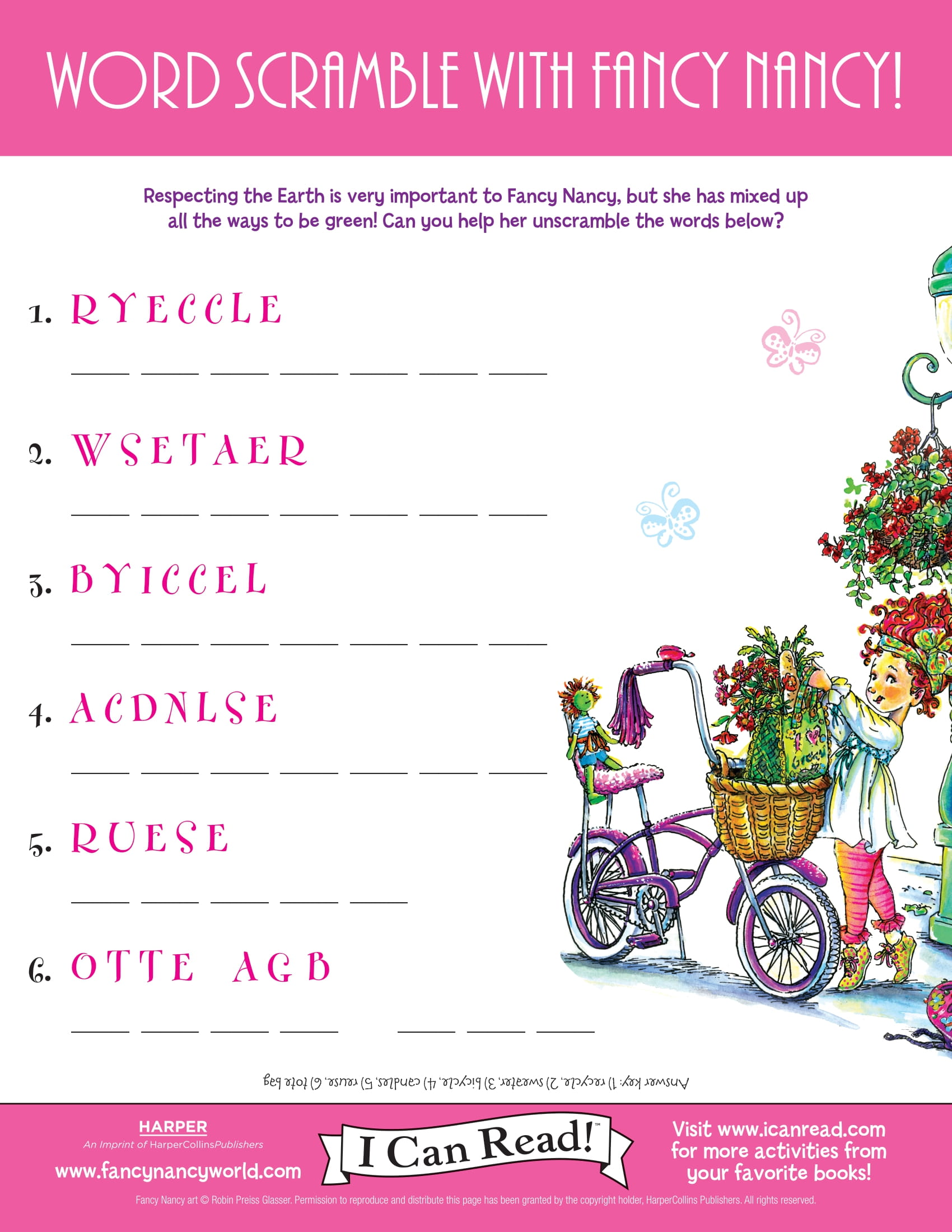 Word Scramble with Fancy Nancy