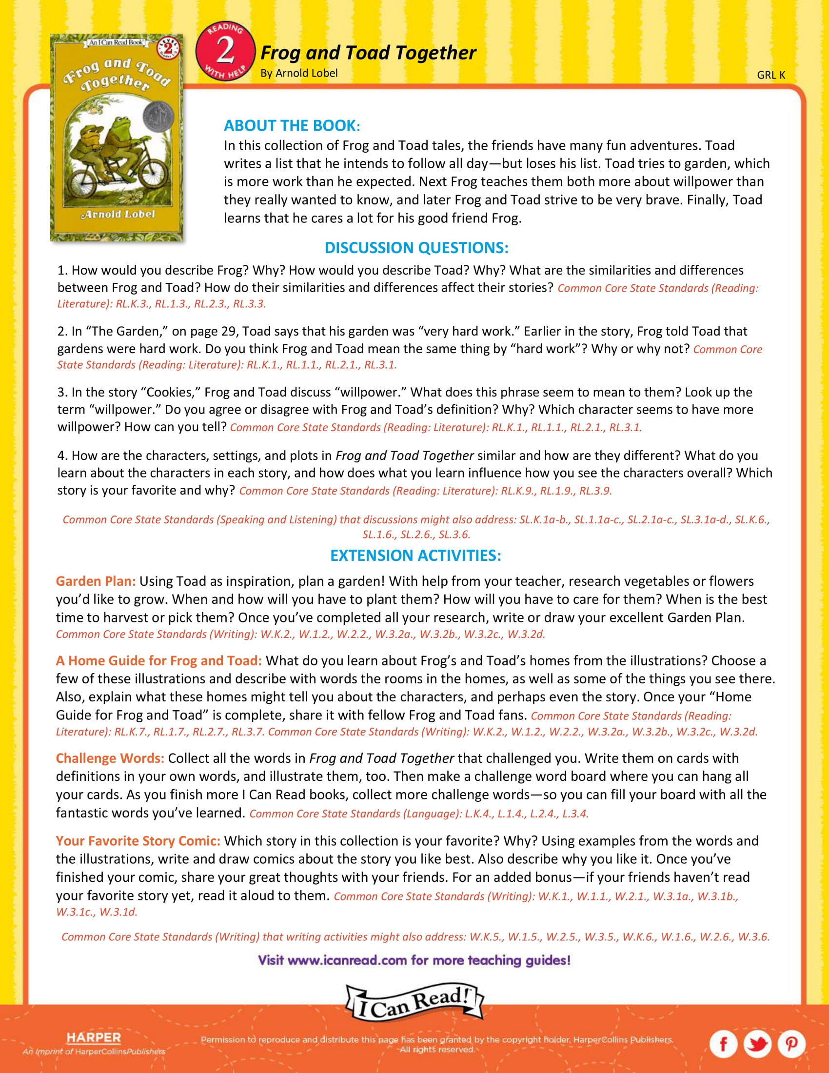 Frog and Toad Together – Teacher’s Guide