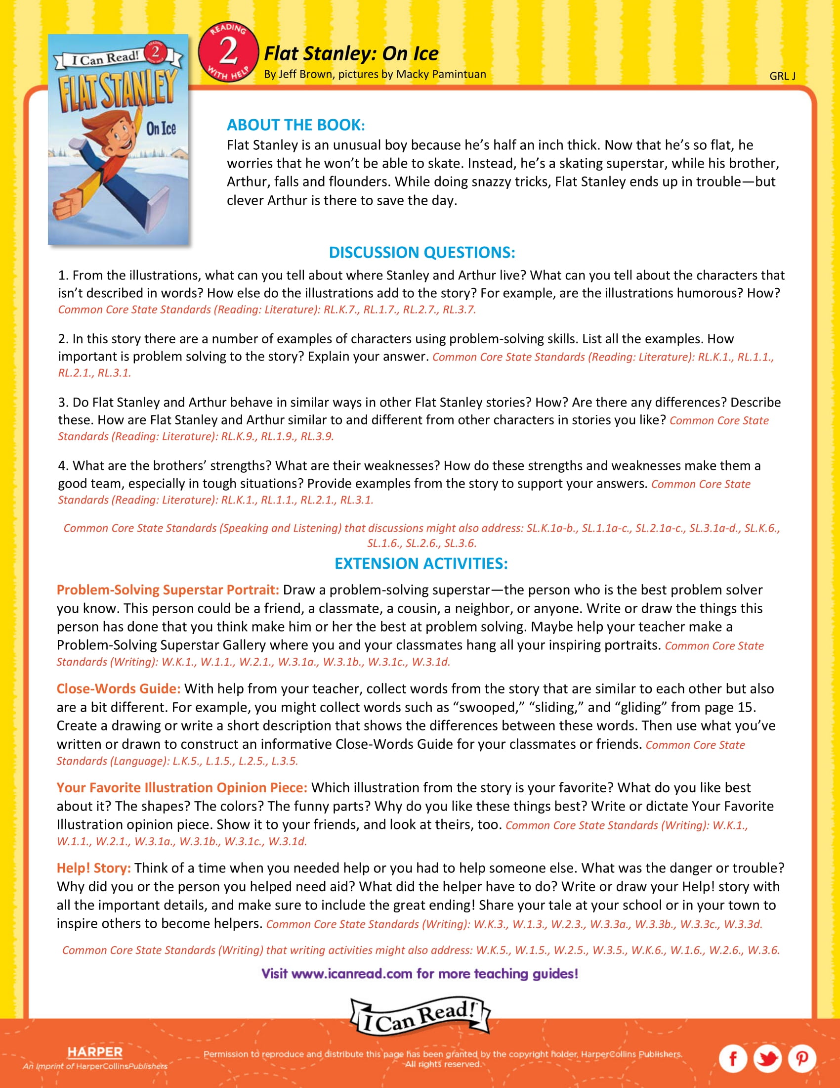 Flat Stanley On Ice – Teacher’s Guide