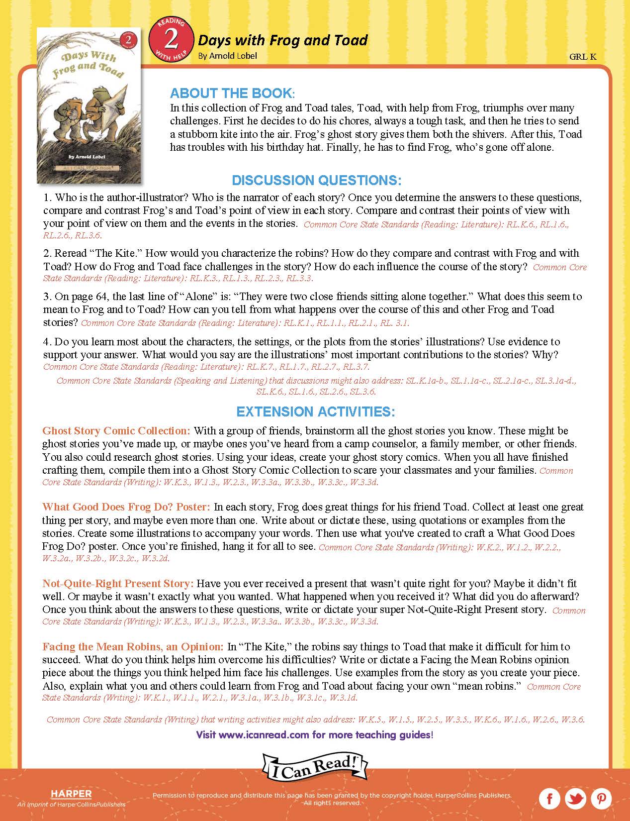 Days with Frog and Toad – Teacher’s Guide