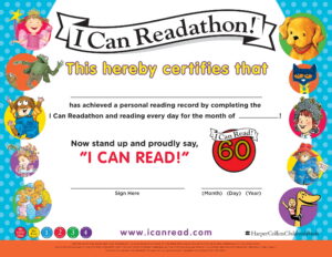 I Can Readathon! Readathon Certificate