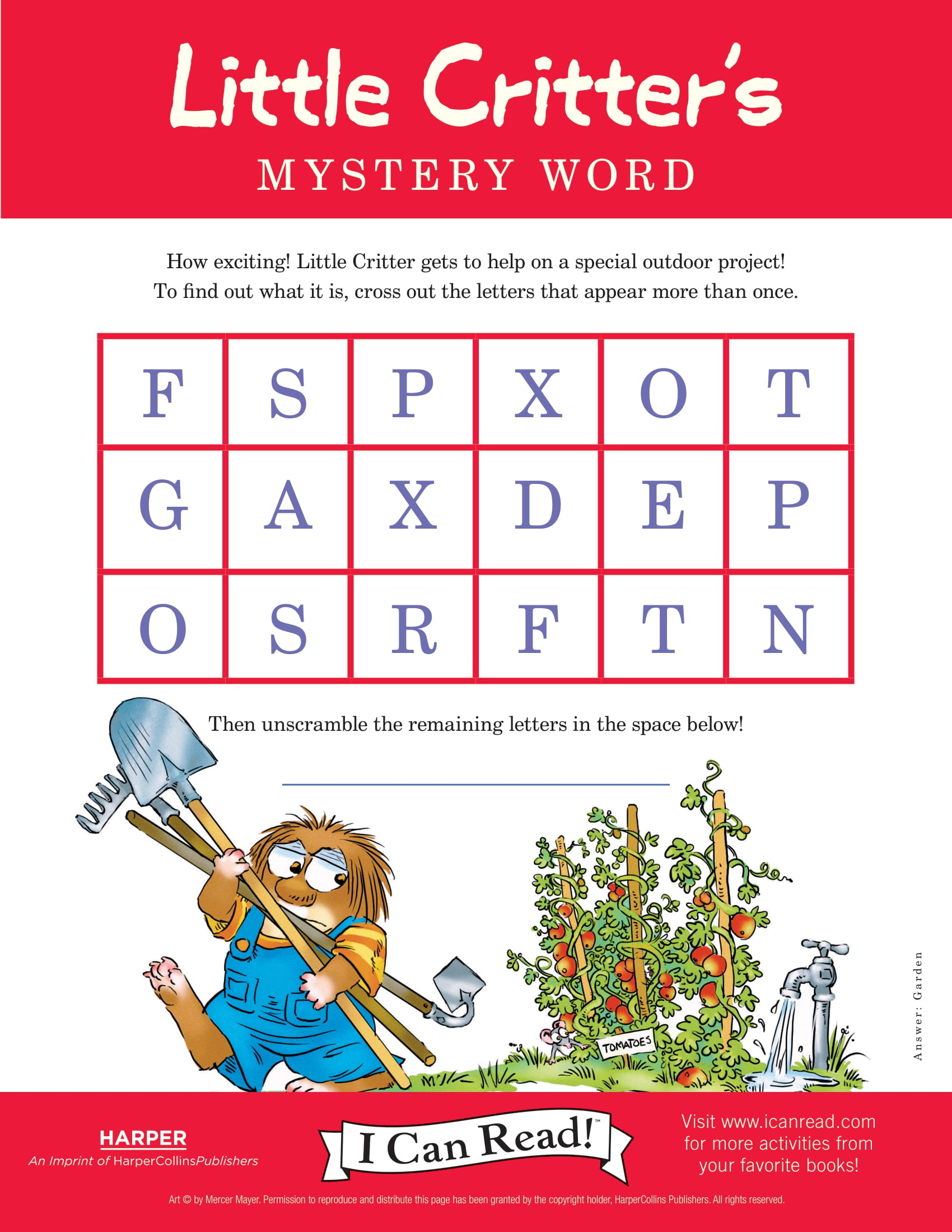 Little Critter’s Mystery Word