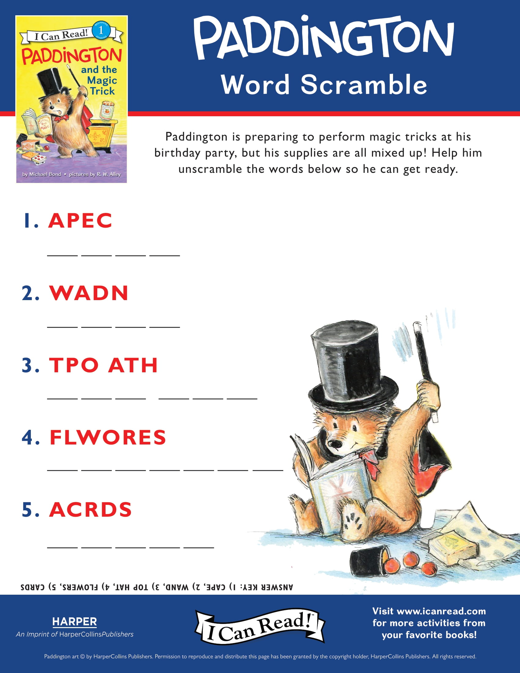 Paddington Word Scramble