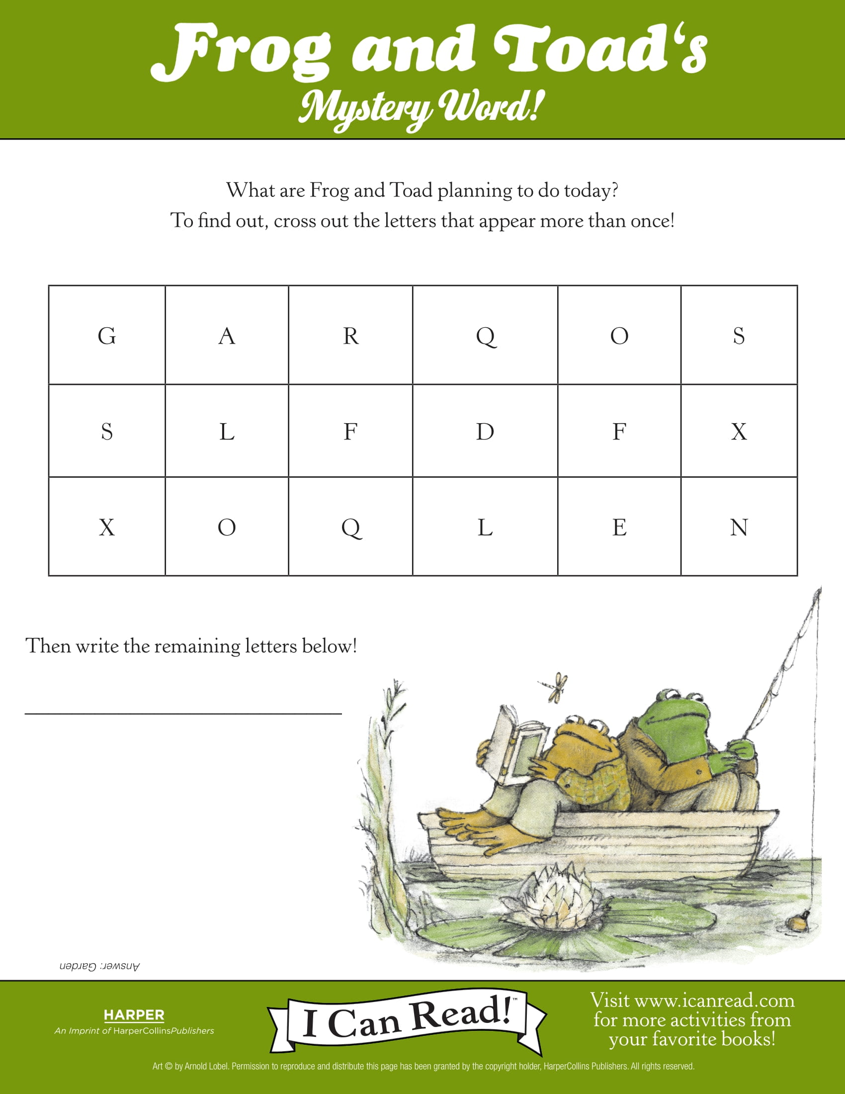 Frog and Toad’s Mystery Word