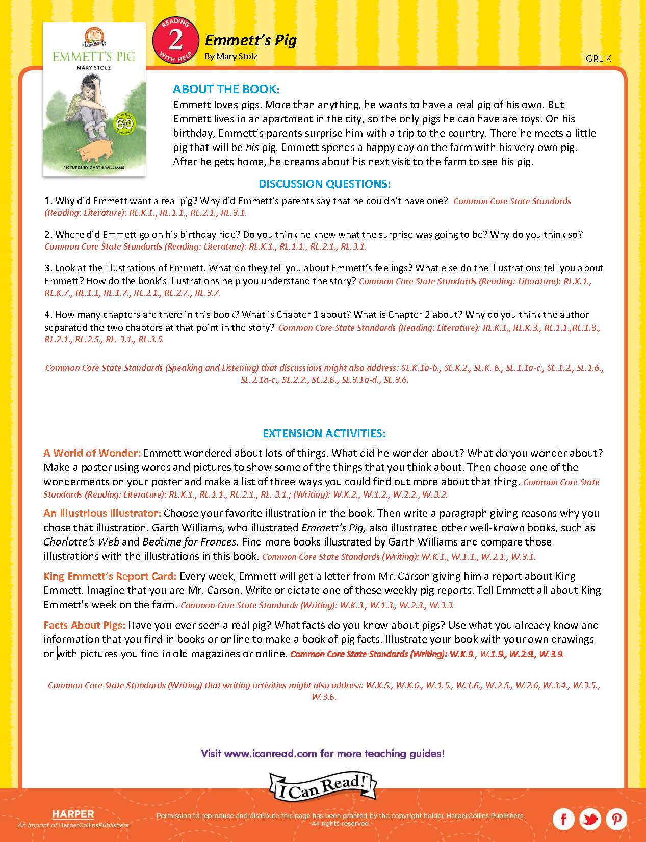 Emmett’s Pig – Teacher’s Guide