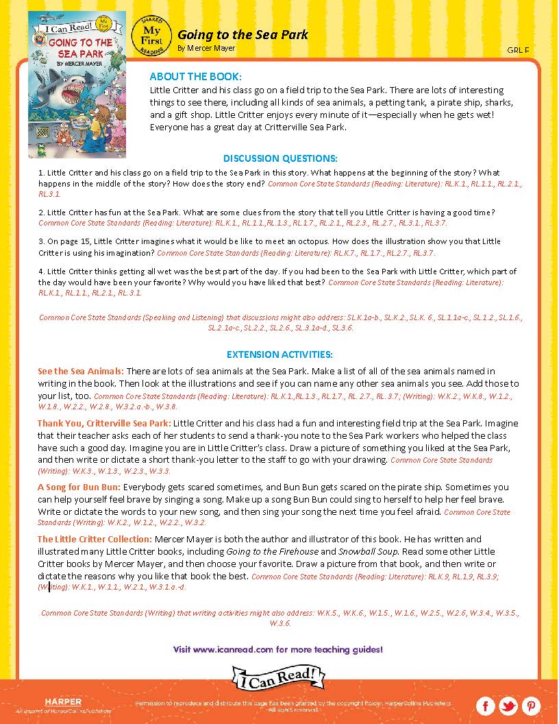 Going to the Sea Park – Teacher’s Guide