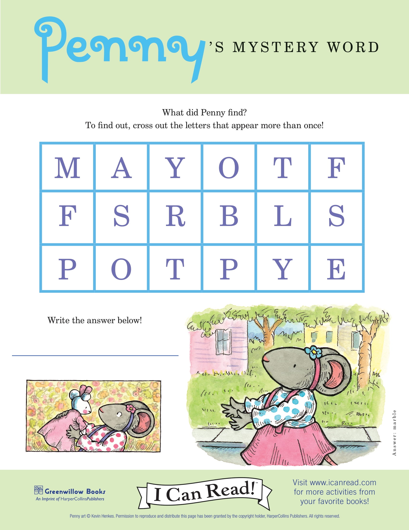 Penny’s Mystery Word