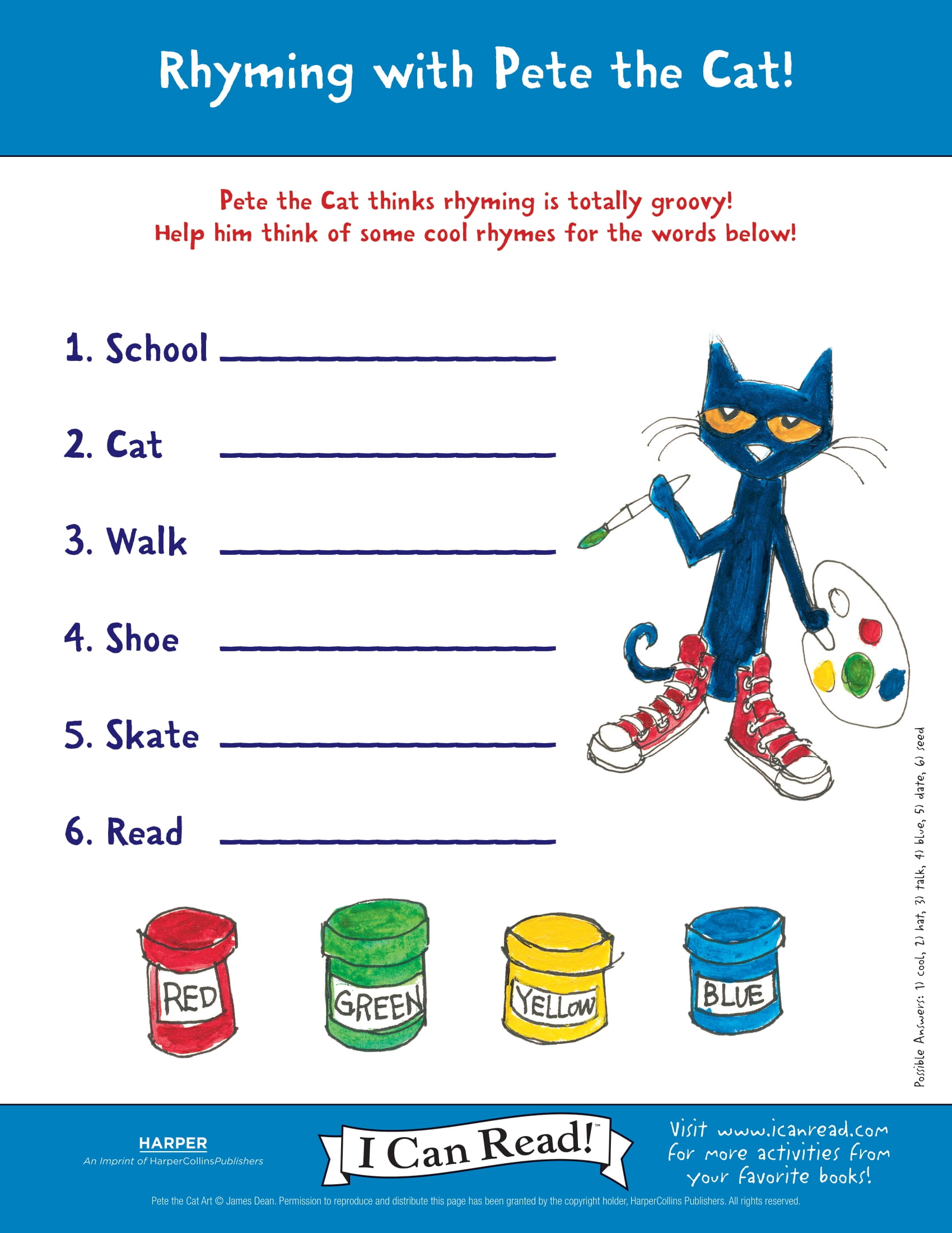 Rhyming with Pete the Cat