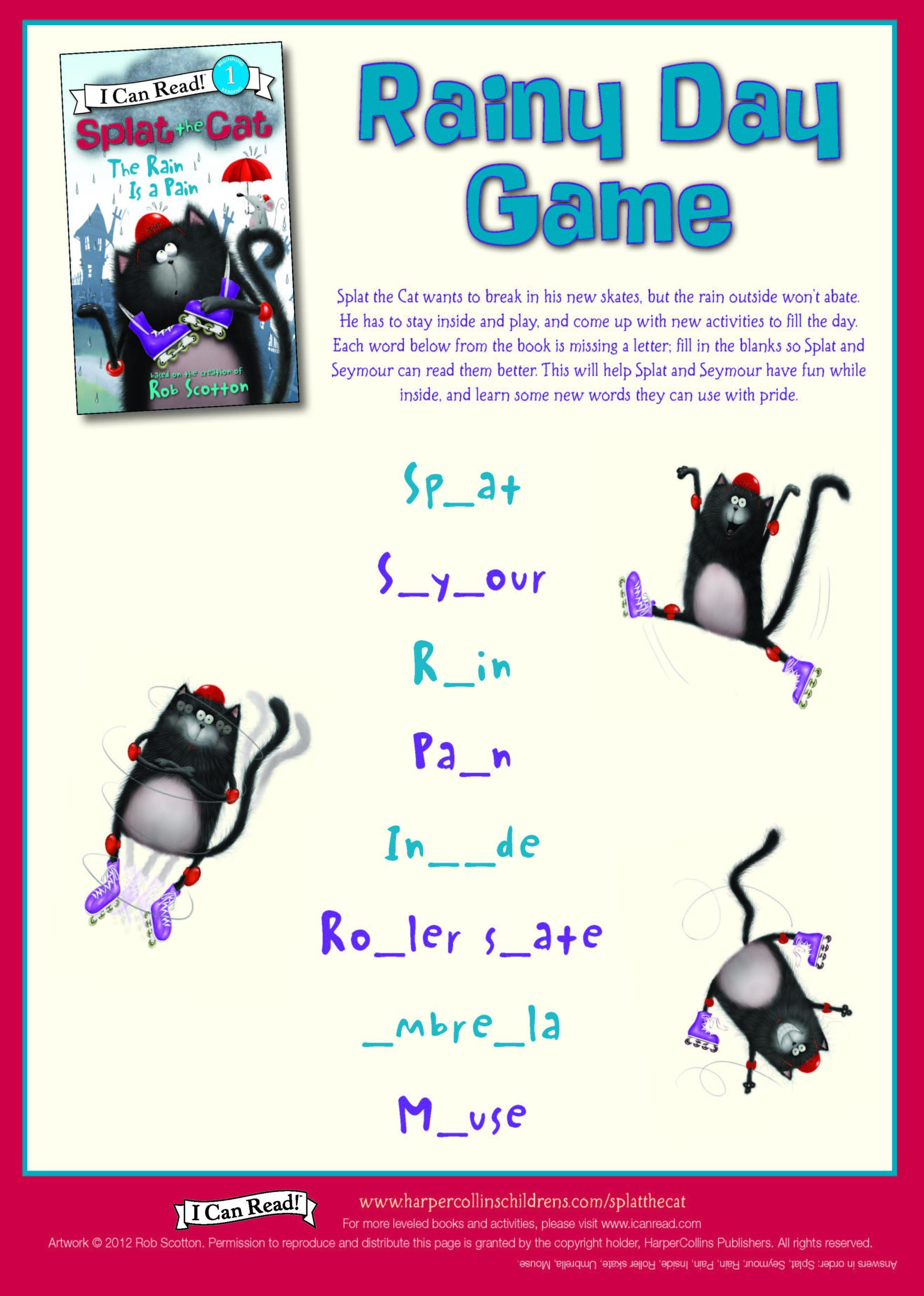 Splat the Cat Rainy Day Game