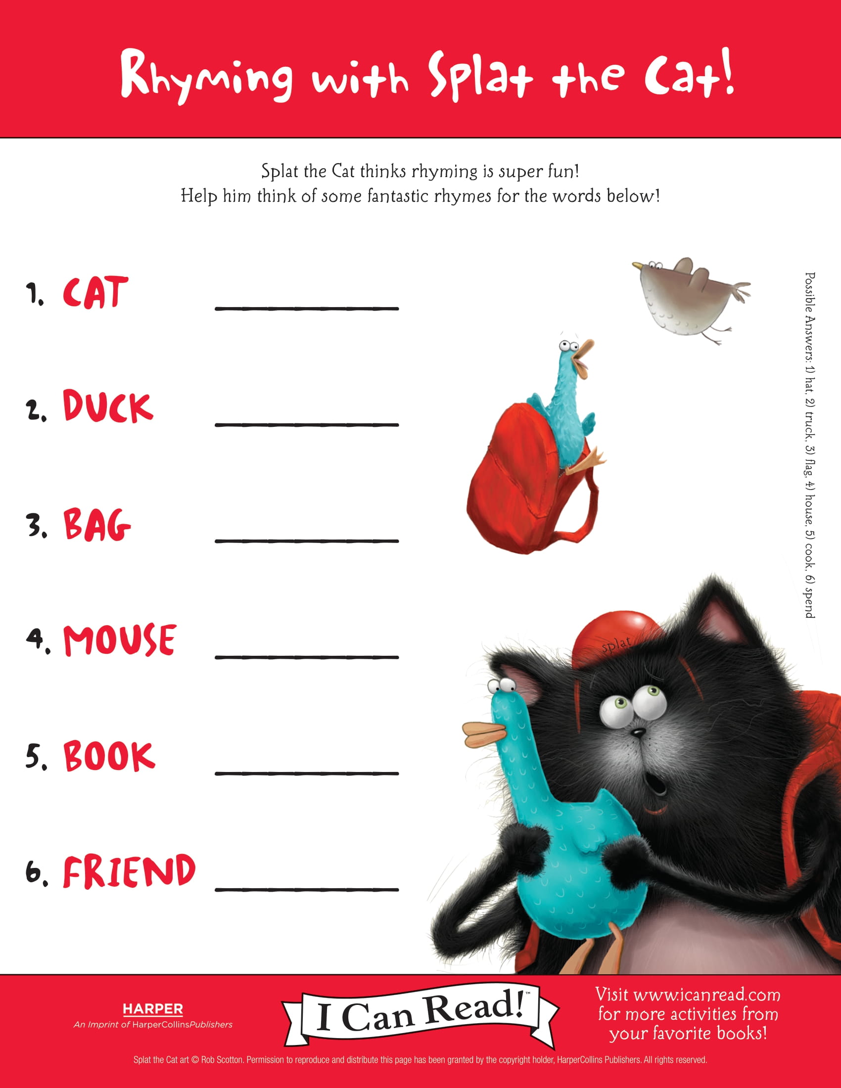 Rhyming with Splat the Cat